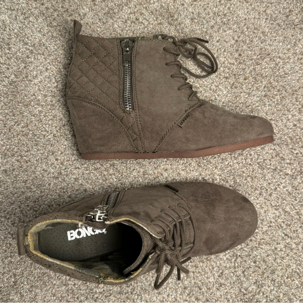 Bongo Gray Wedge Ankle Boots